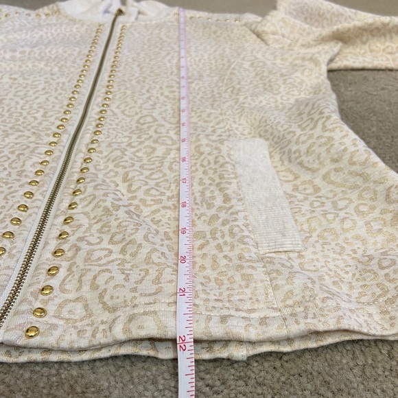Ruby Rd. Leopard Print Tan Studded Knit Jacket - Picture 6 of 8
